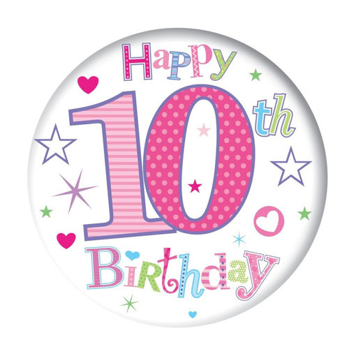 Picture of HAPPY BIRTHDAY 10TH BADGE PINK